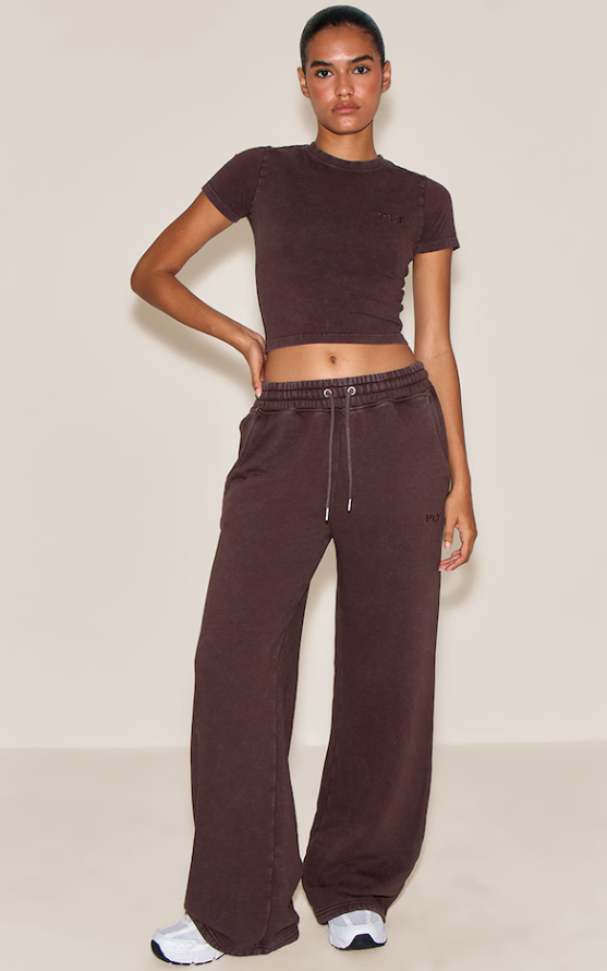 Narrsi Chocolate Wide Leg Track Pants