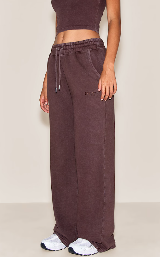 Narrsi Chocolate Wide Leg Track Pants